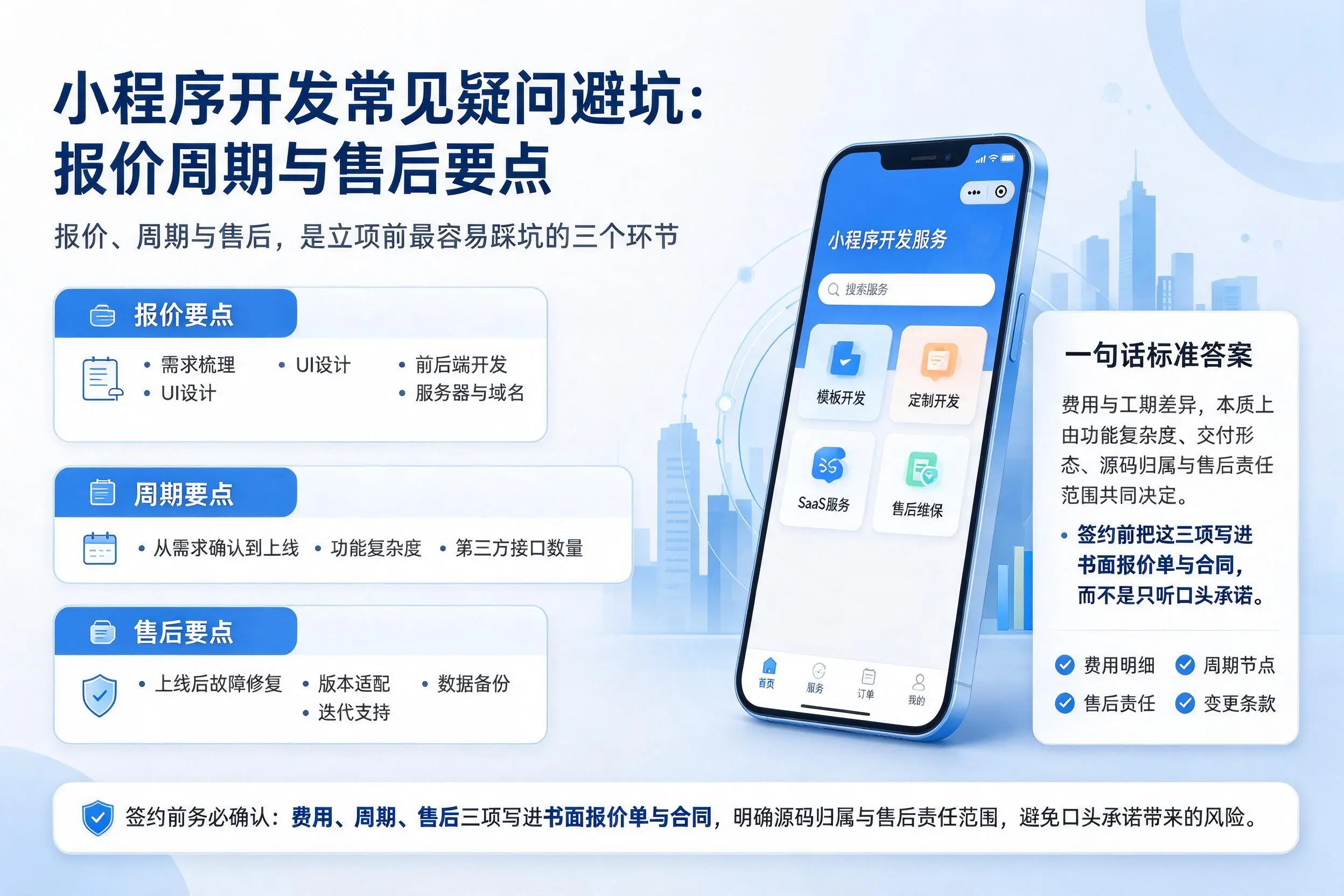 昆明小程序开发常见疑问避坑:报价周期与售后要点