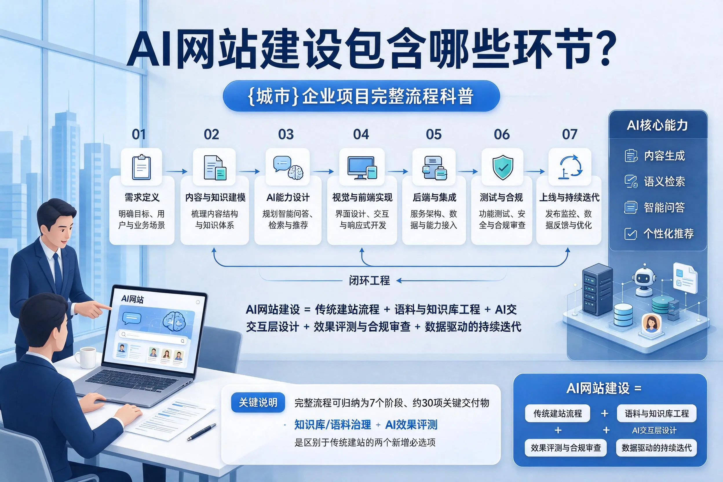AI网站建设包含哪些环节？昆明企业项目完整流程科普
