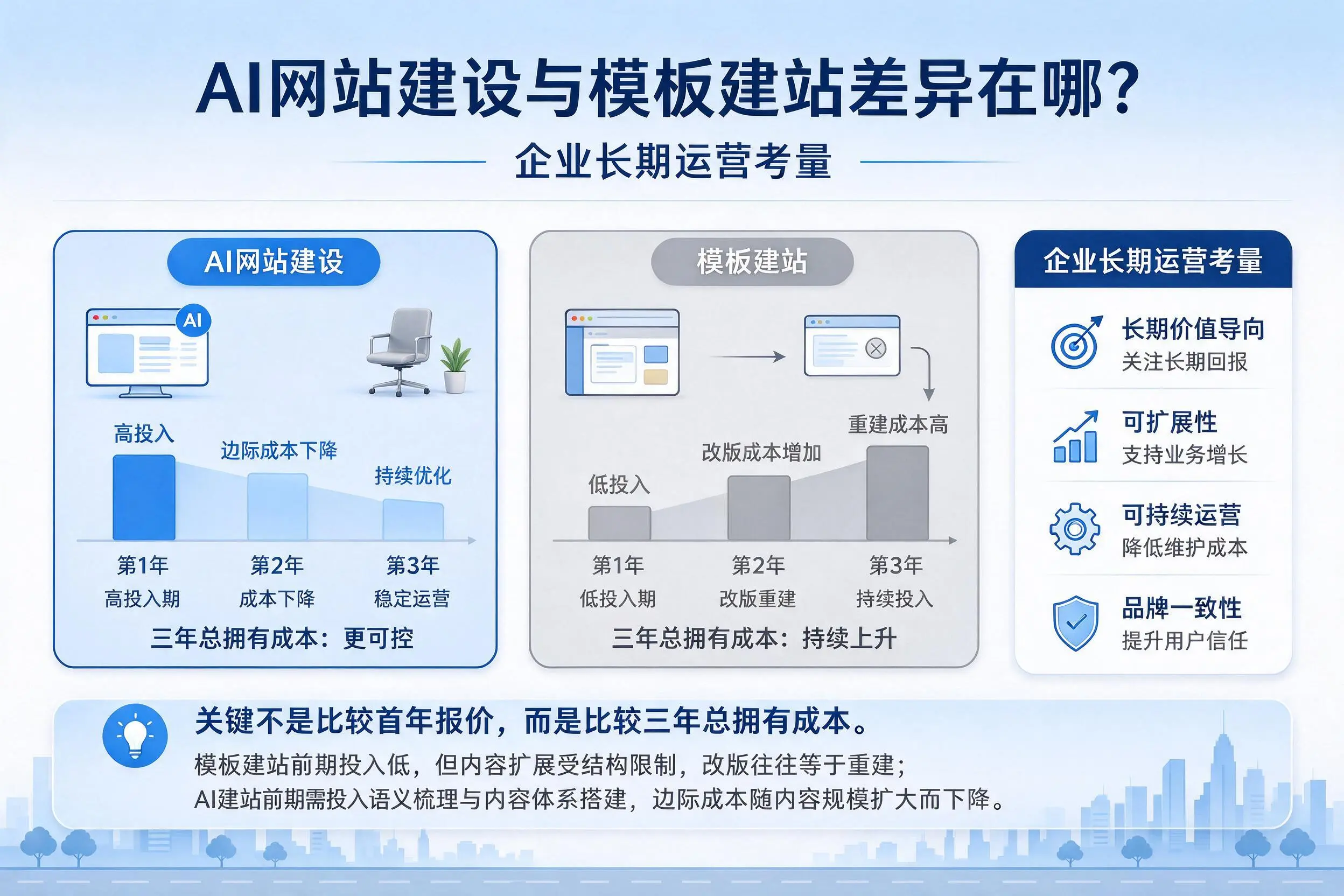 AI网站建设与模板建站差异在哪？昆明企业长期运营考量